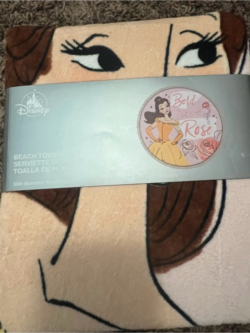 Disney Belle Beach Towel - Pink and Brown